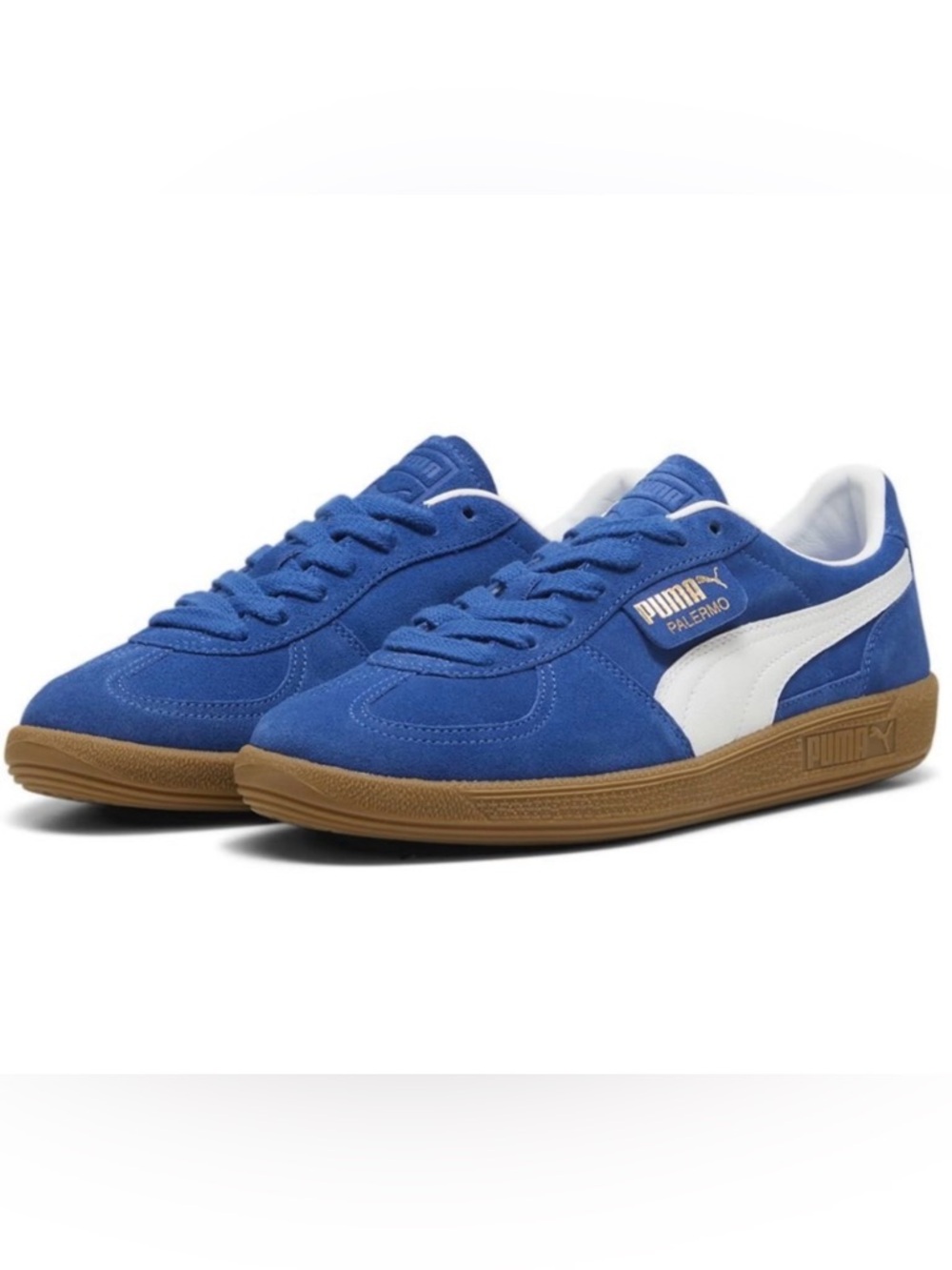 Puma Palermo Suede Sneakers in Blue, White and Gum